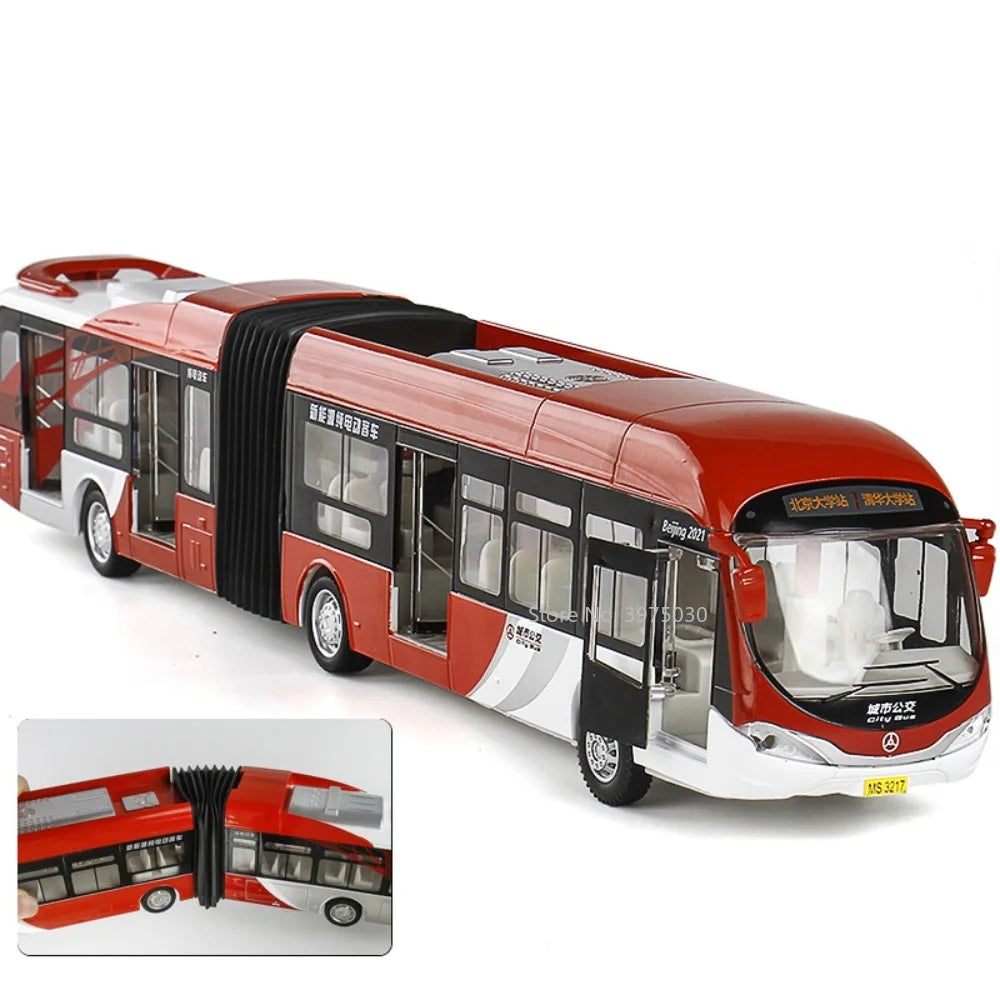 Articulated Sightseeing Tour Bus Diecast Model - Sound & Light Collection