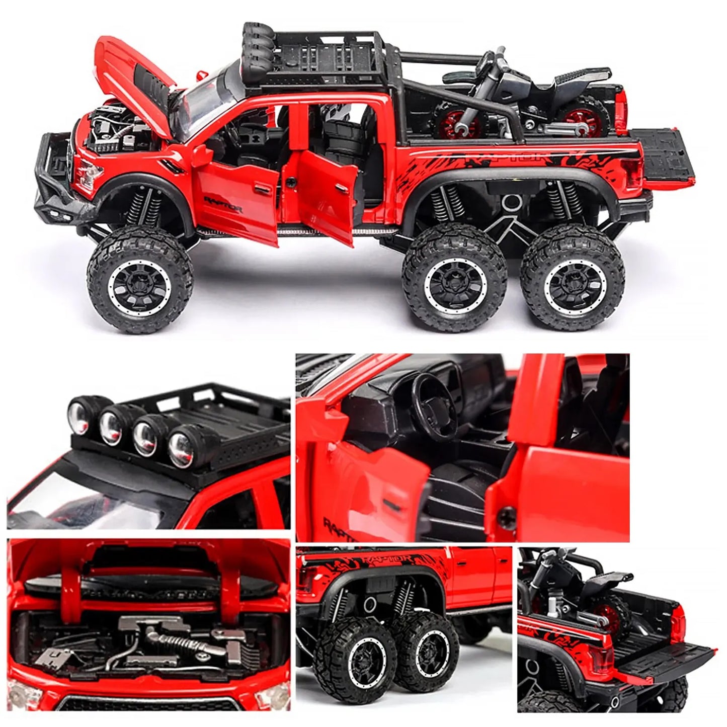 F150 Raptor Pickup Truck Diecast Model Car - Sound & Light Collection