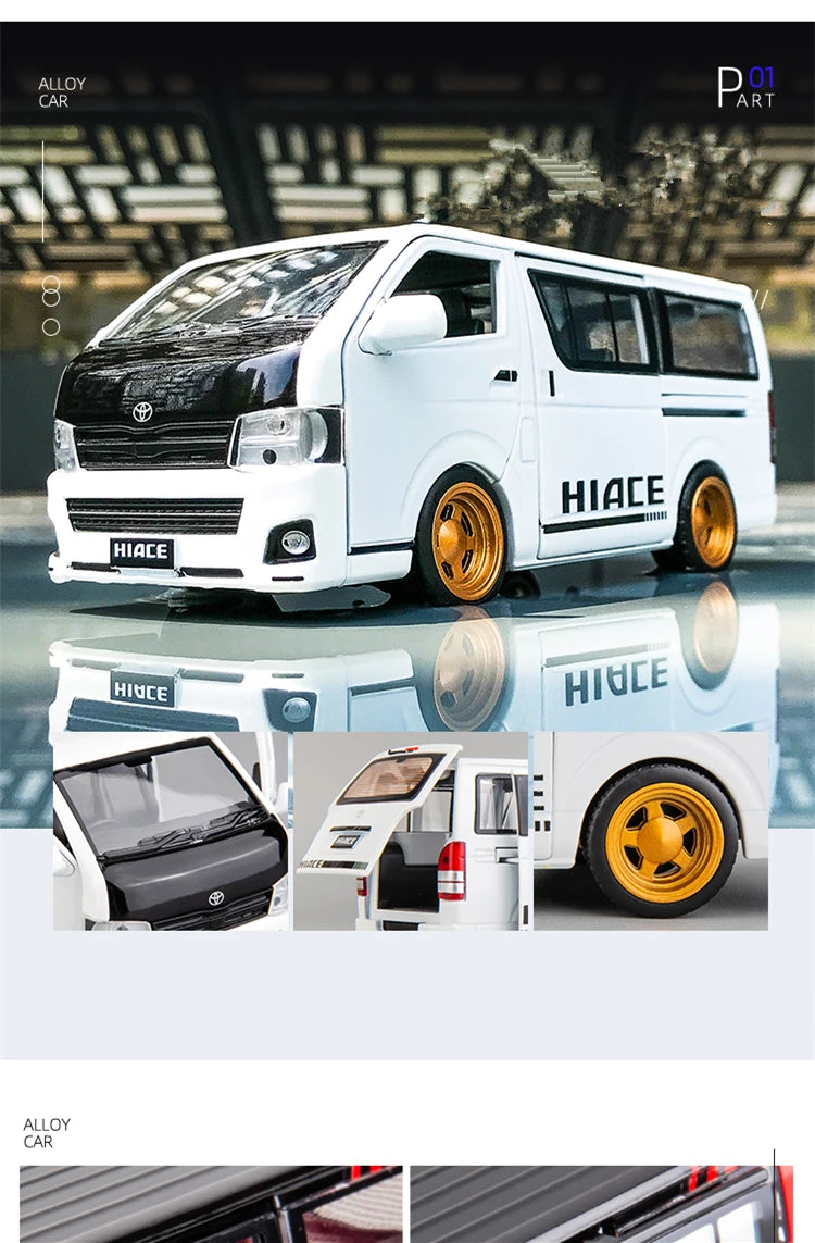 TOYOTA HIACE MPV Model Car Diecast Sound and Light Collection