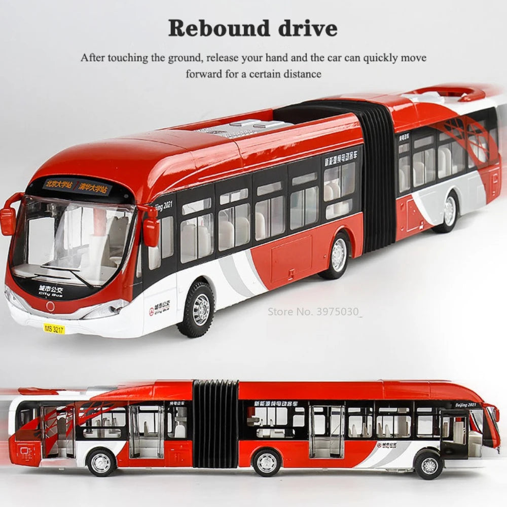 Articulated Sightseeing Tour Bus Diecast Model - Sound & Light Collection