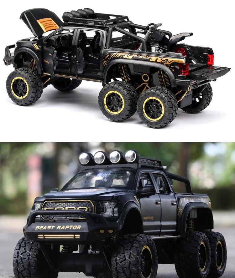 F150 Raptor Pickup Truck Diecast Model Car - Sound & Light Collection