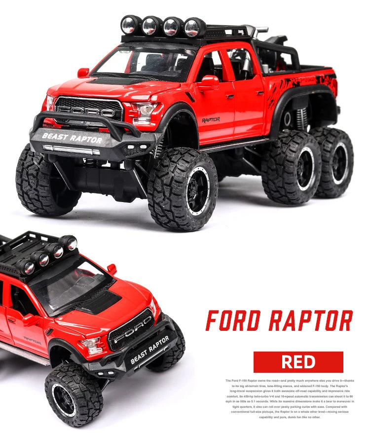 F150 Raptor Pickup Truck Diecast Model Car - Sound & Light Collection