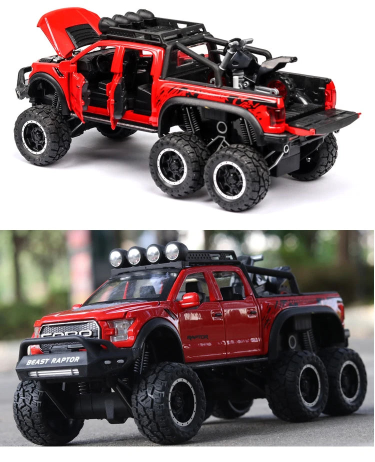 F150 Raptor Pickup Truck Diecast Model Car - Sound & Light Collection