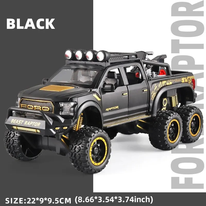 F150 Raptor Pickup Truck Diecast Model Car - Sound & Light Collection