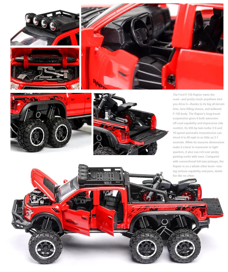 F150 Raptor Pickup Truck Diecast Model Car - Sound & Light Collection