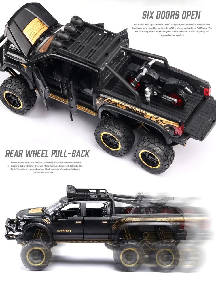 F150 Raptor Pickup Truck Diecast Model Car - Sound & Light Collection