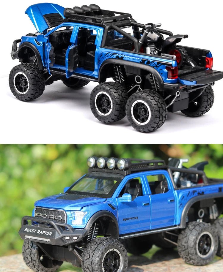 F150 Raptor Pickup Truck Diecast Model Car - Sound & Light Collection