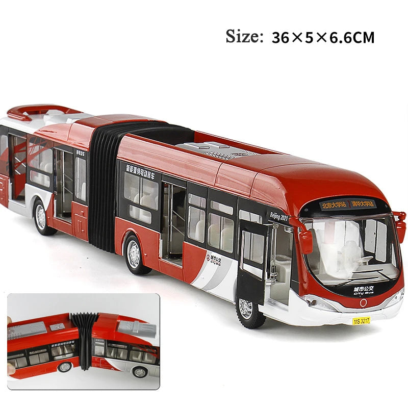 Articulated Sightseeing Tour Bus Diecast Model - Sound & Light Collection