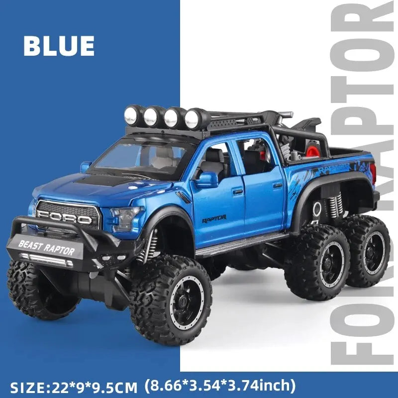 F150 Raptor Pickup Truck Diecast Model Car - Sound & Light Collection