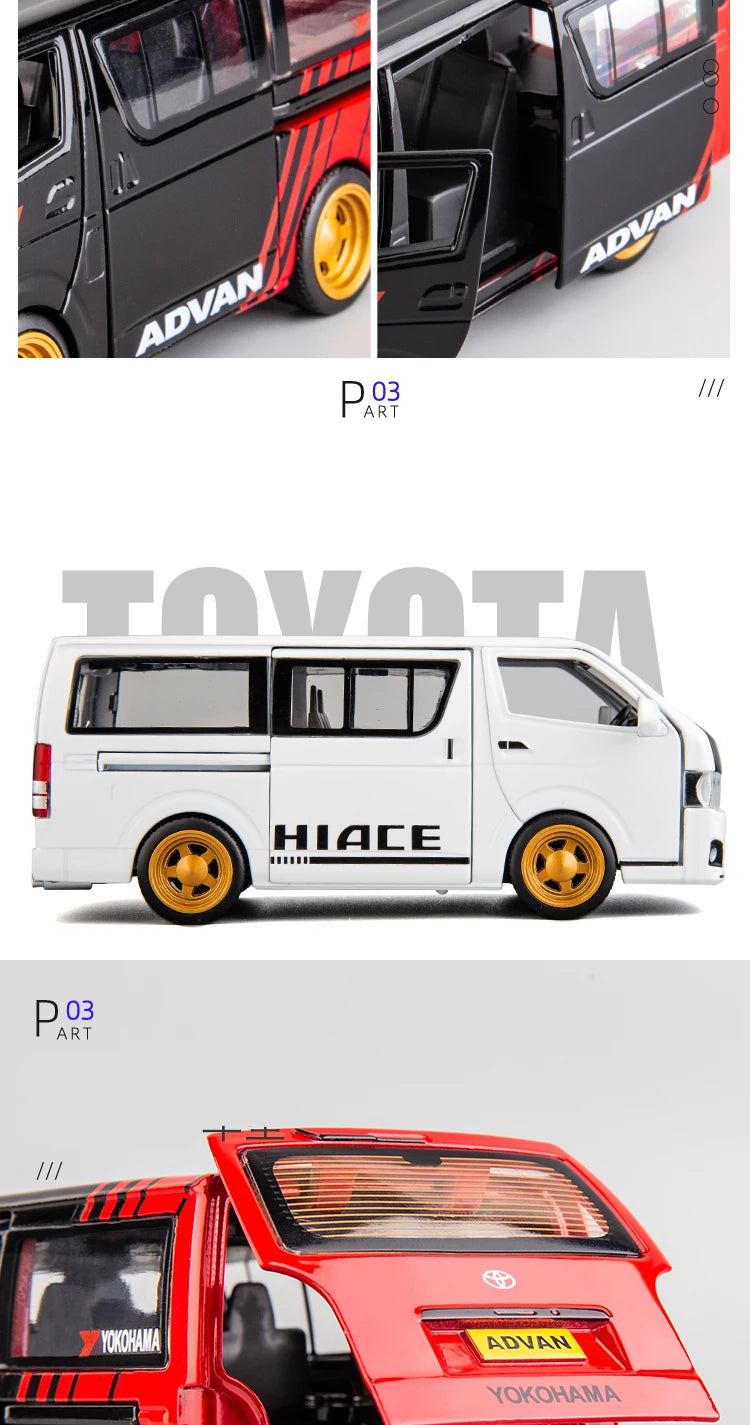 TOYOTA HIACE MPV Model Car Diecast Sound and Light Collection