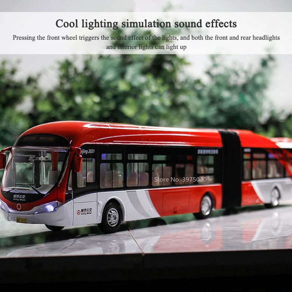 Articulated Sightseeing Tour Bus Diecast Model - Sound & Light Collection