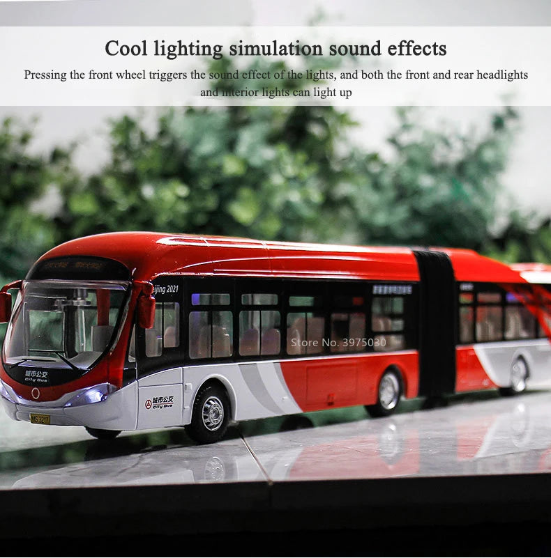 Articulated Sightseeing Tour Bus Diecast Model - Sound & Light Collection