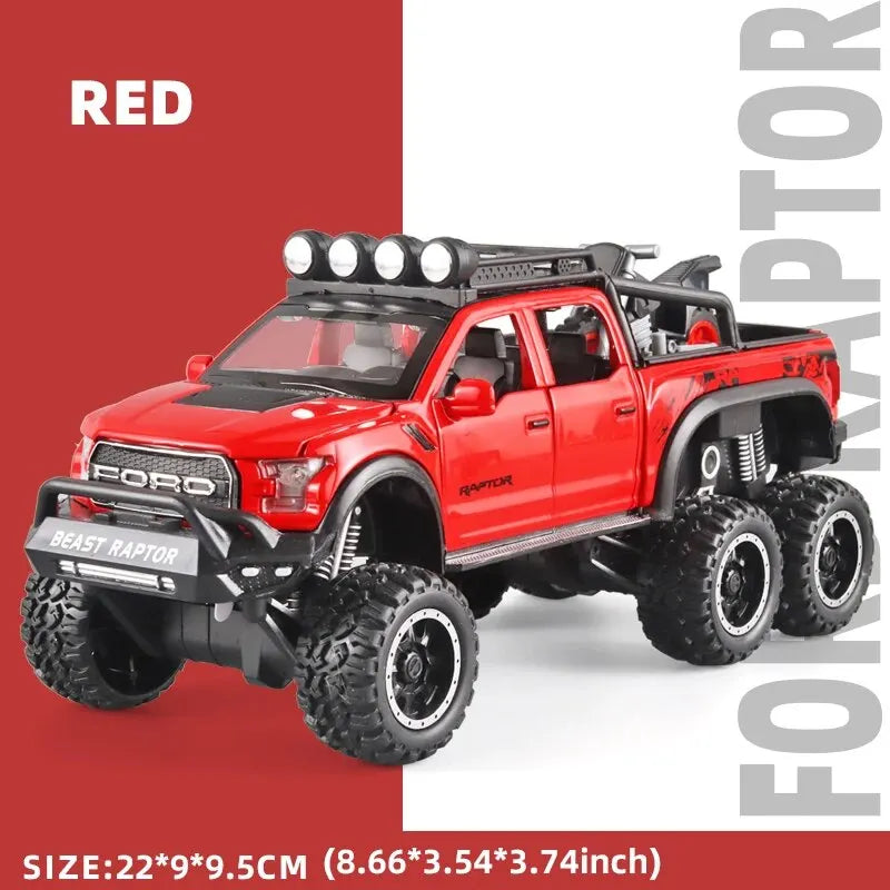 F150 Raptor Pickup Truck Diecast Model Car - Sound & Light Collection